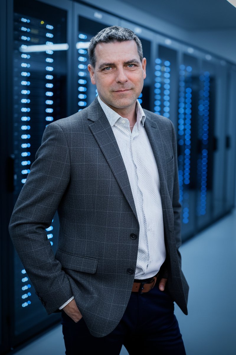 Paweł Raczkowski — założyciel PaverNet, w serwerowni klienta